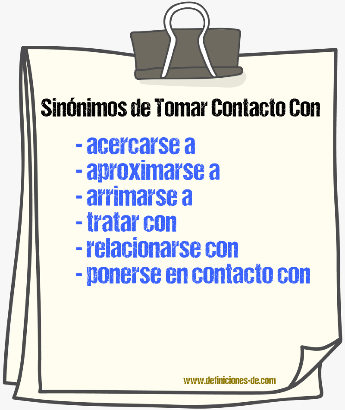Sinónimos de tomar contacto con