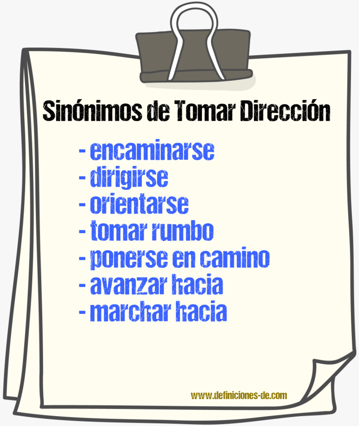 Sinónimos de tomar dirección