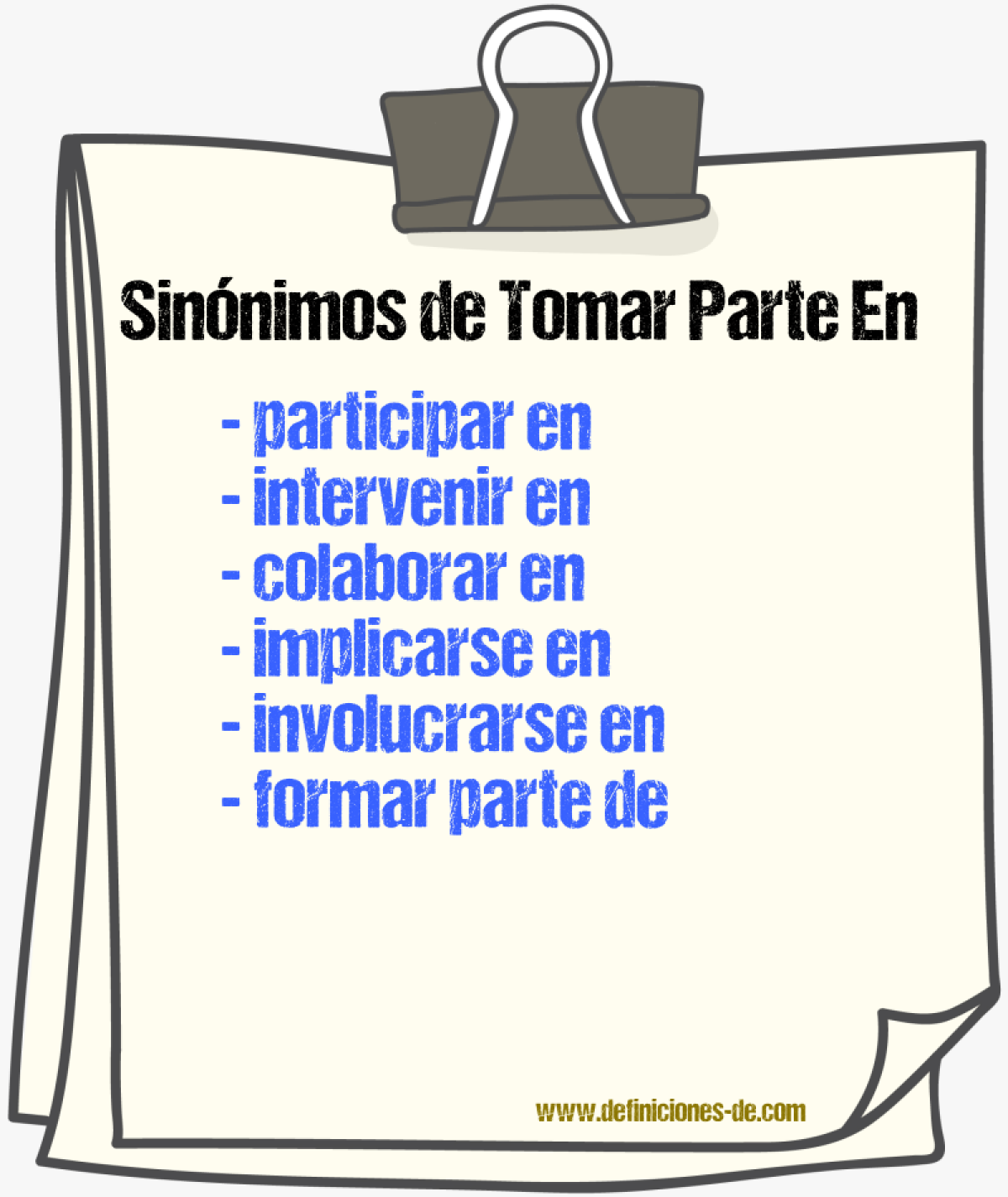 Sinónimos de tomar parte en