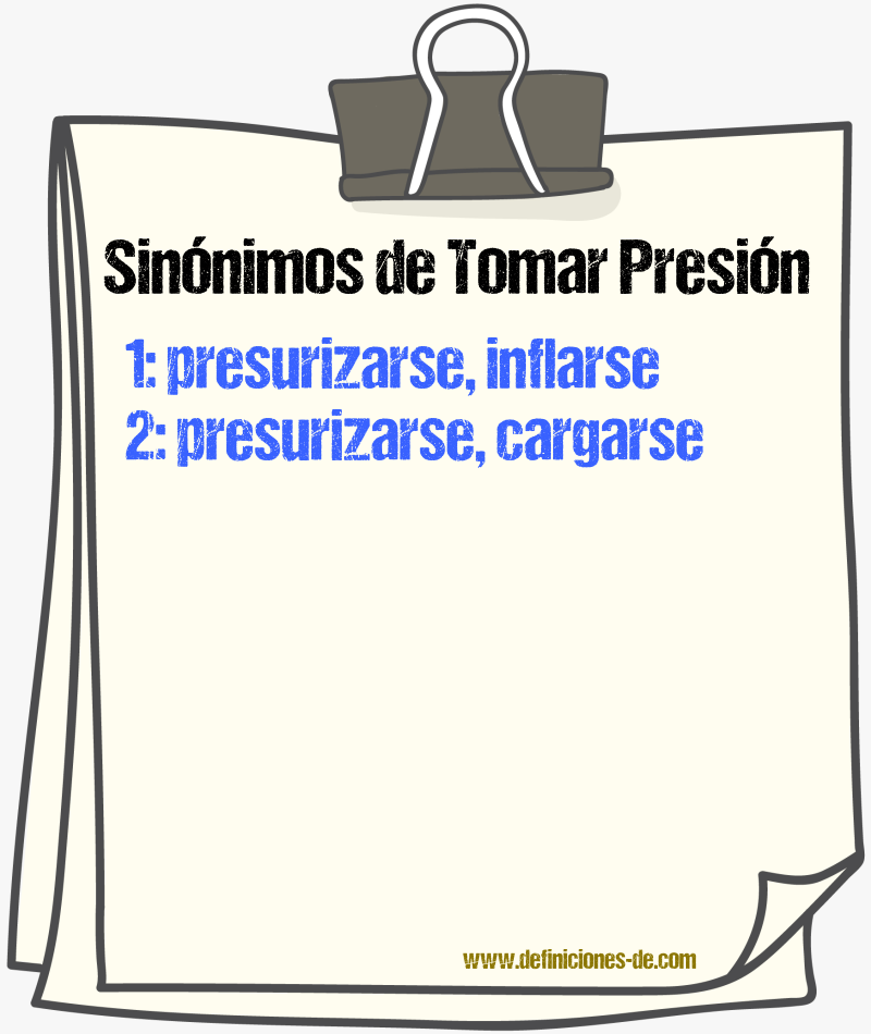 Sinónimos de tomar presión