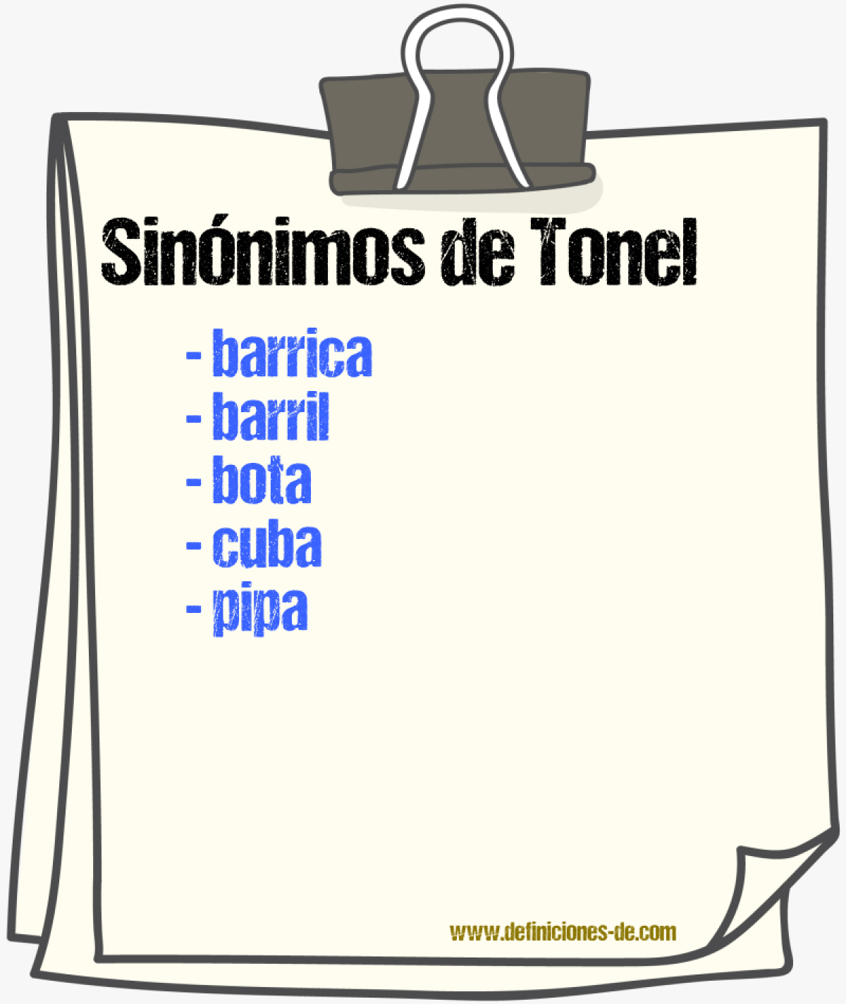 Sinnimos de tonel