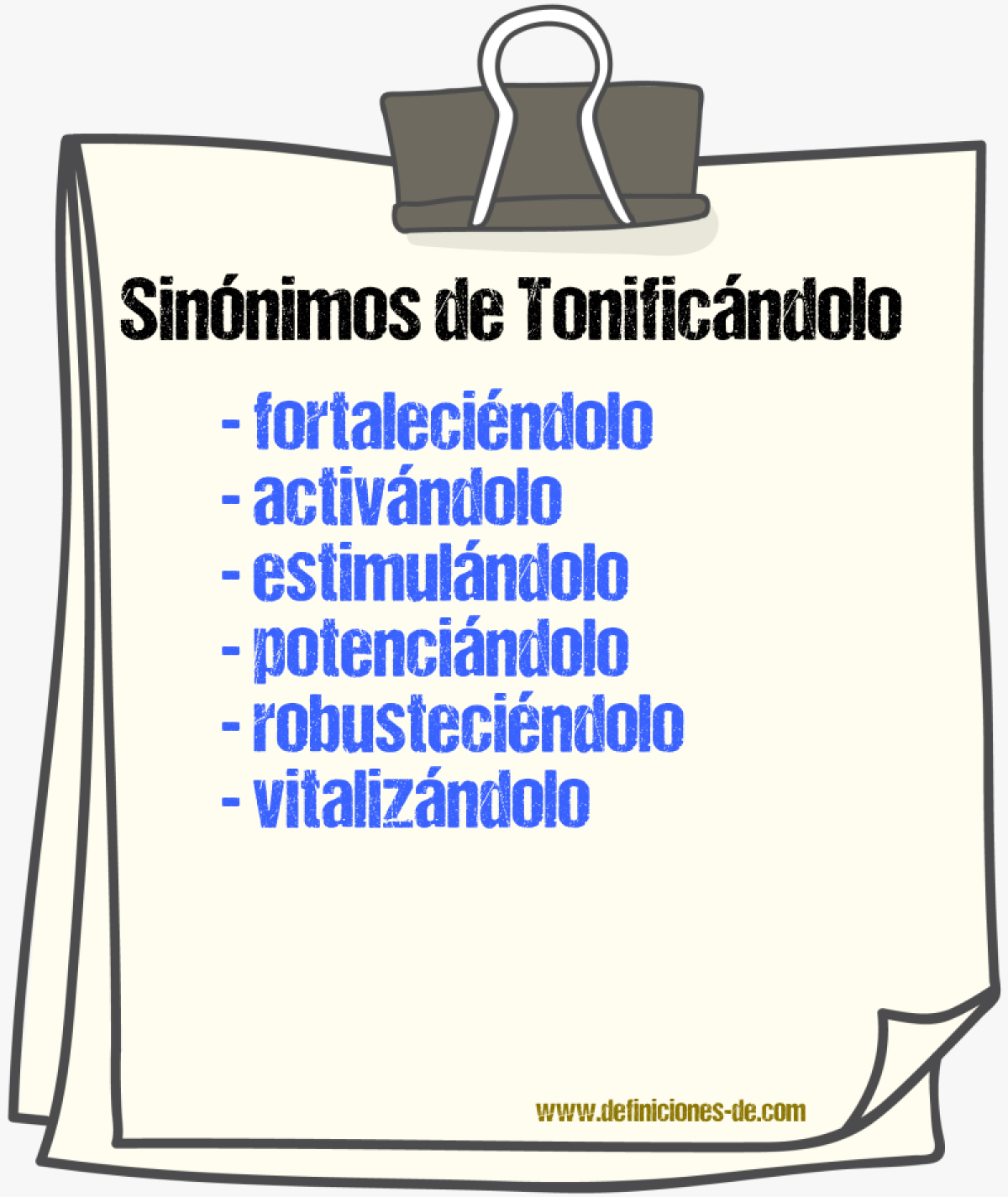 Sinónimos de tonificándolo