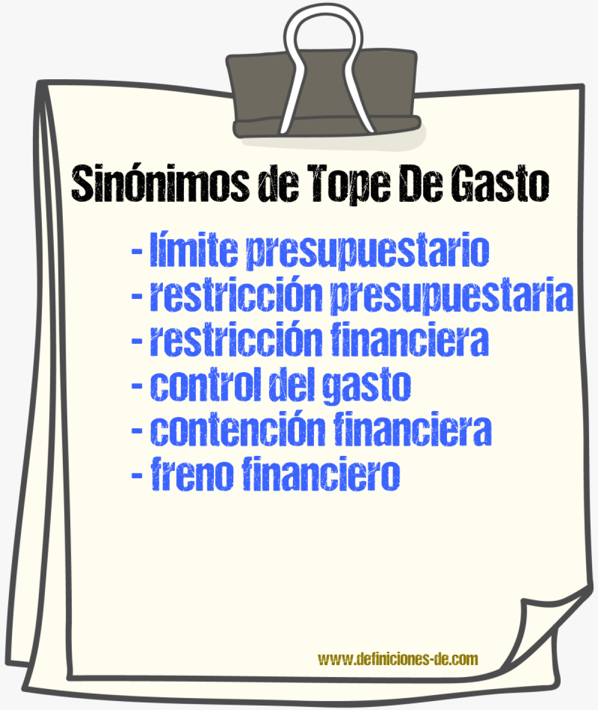 Sinónimos de tope de gasto