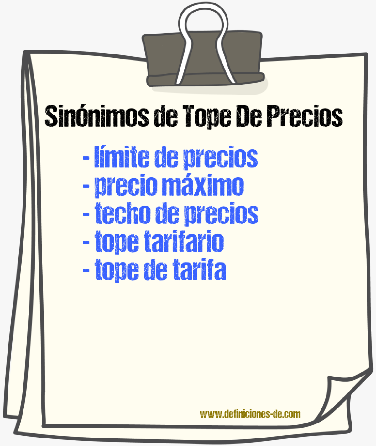 Sinónimos de tope de precios
