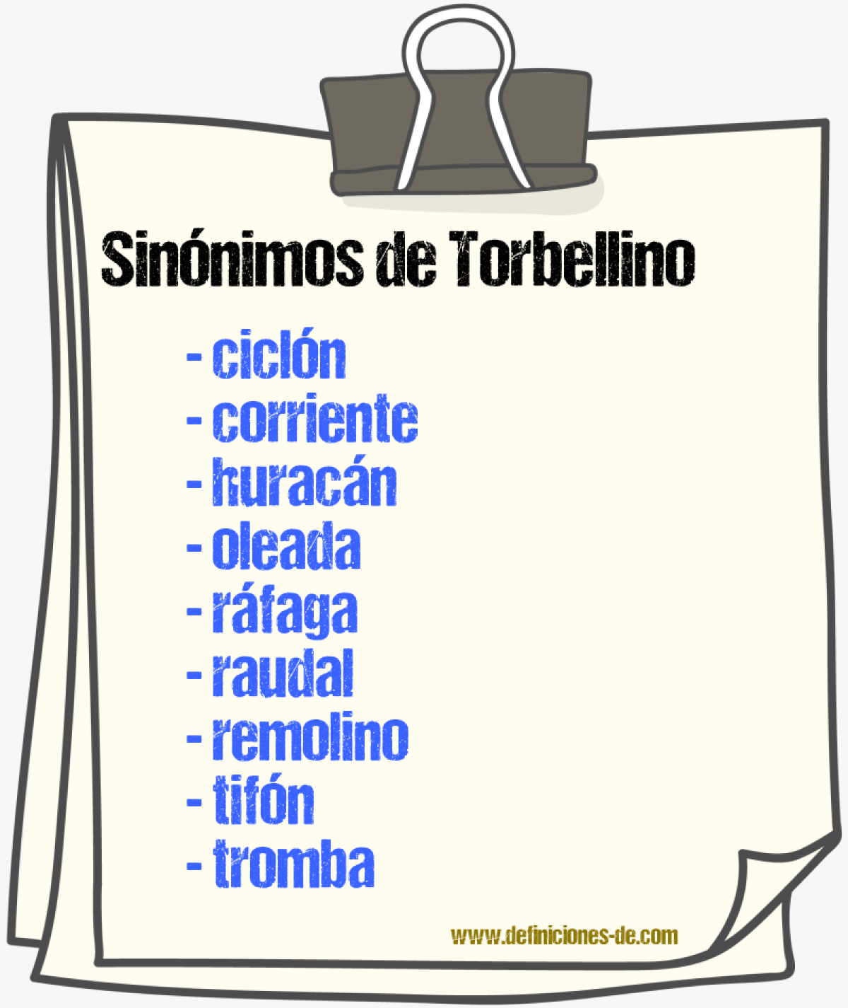 Sinónimos de torbellino