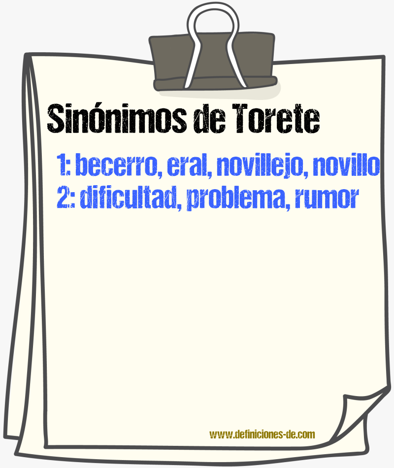 Sinnimos de torete