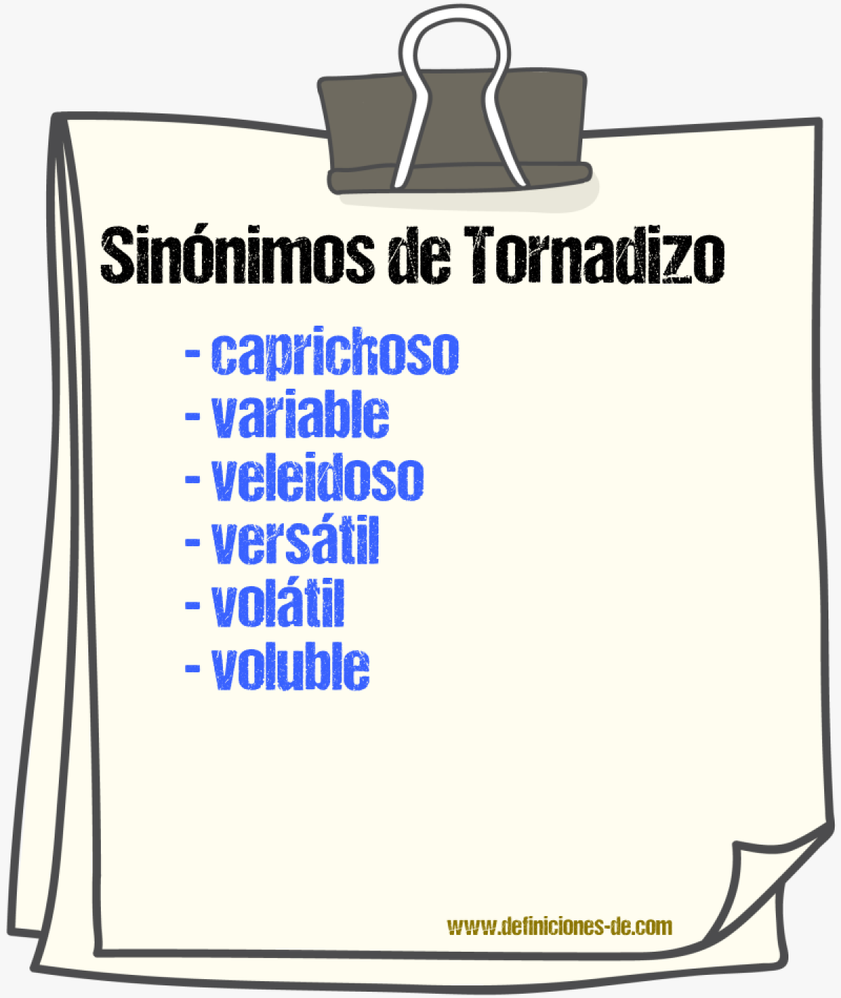 Sinnimos de tornadizo