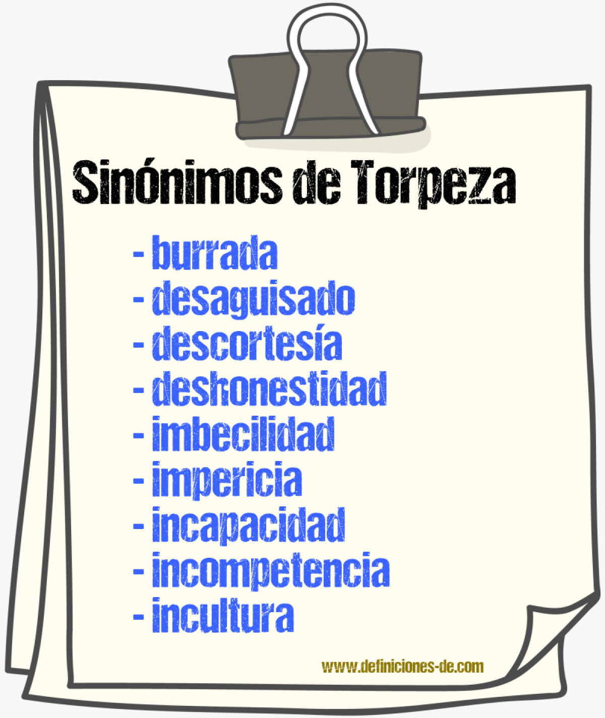 Sinnimos de torpeza