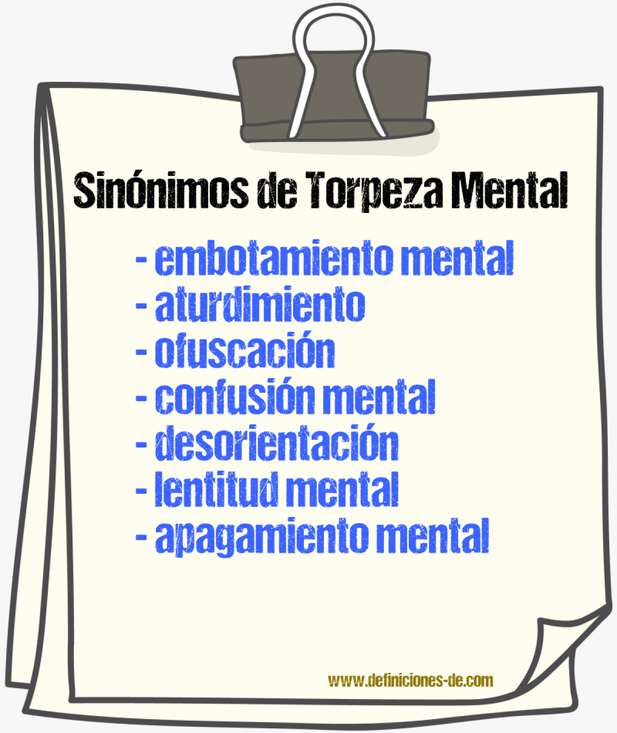 Sinónimos de torpeza mental