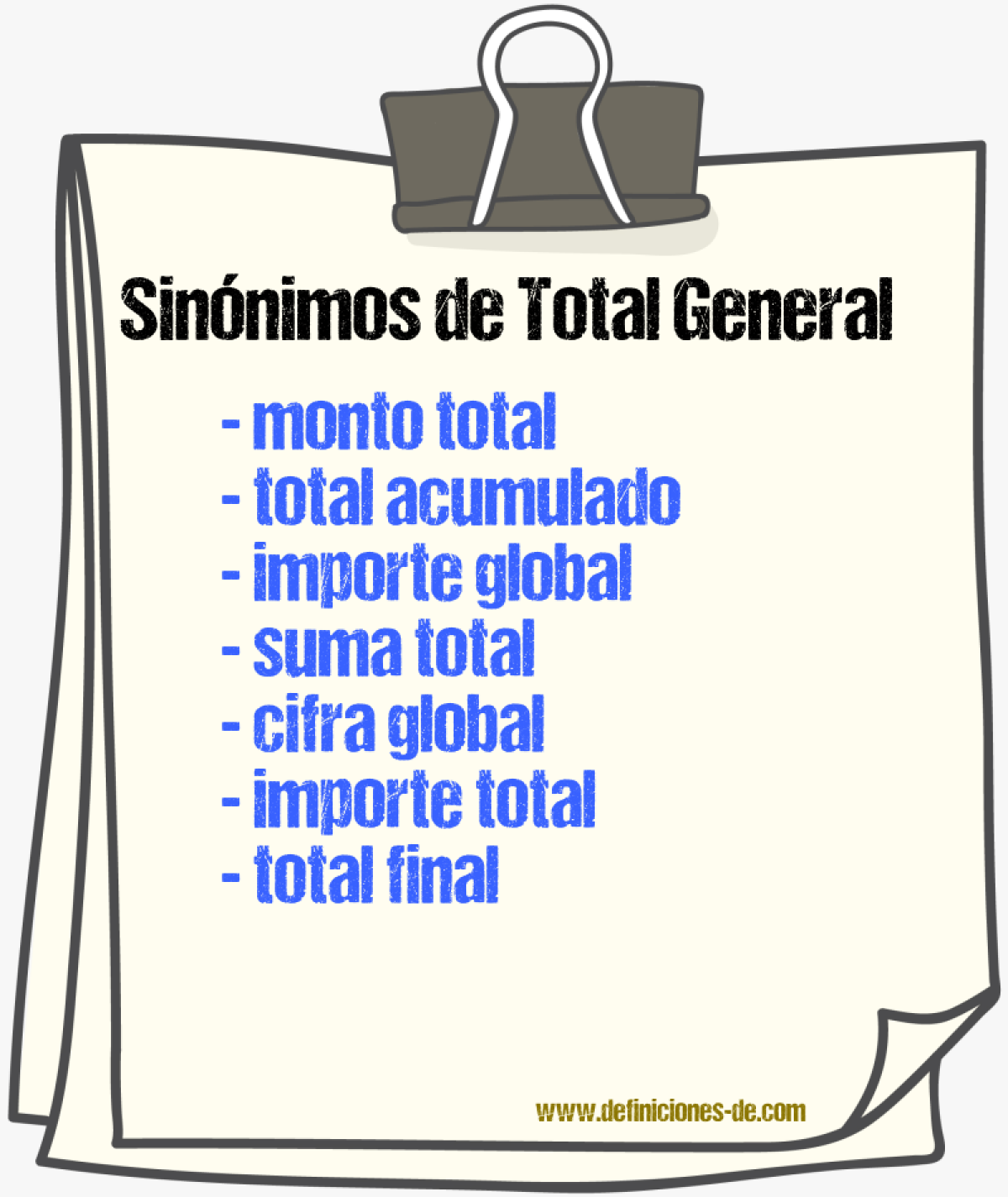 Sinónimos de total general