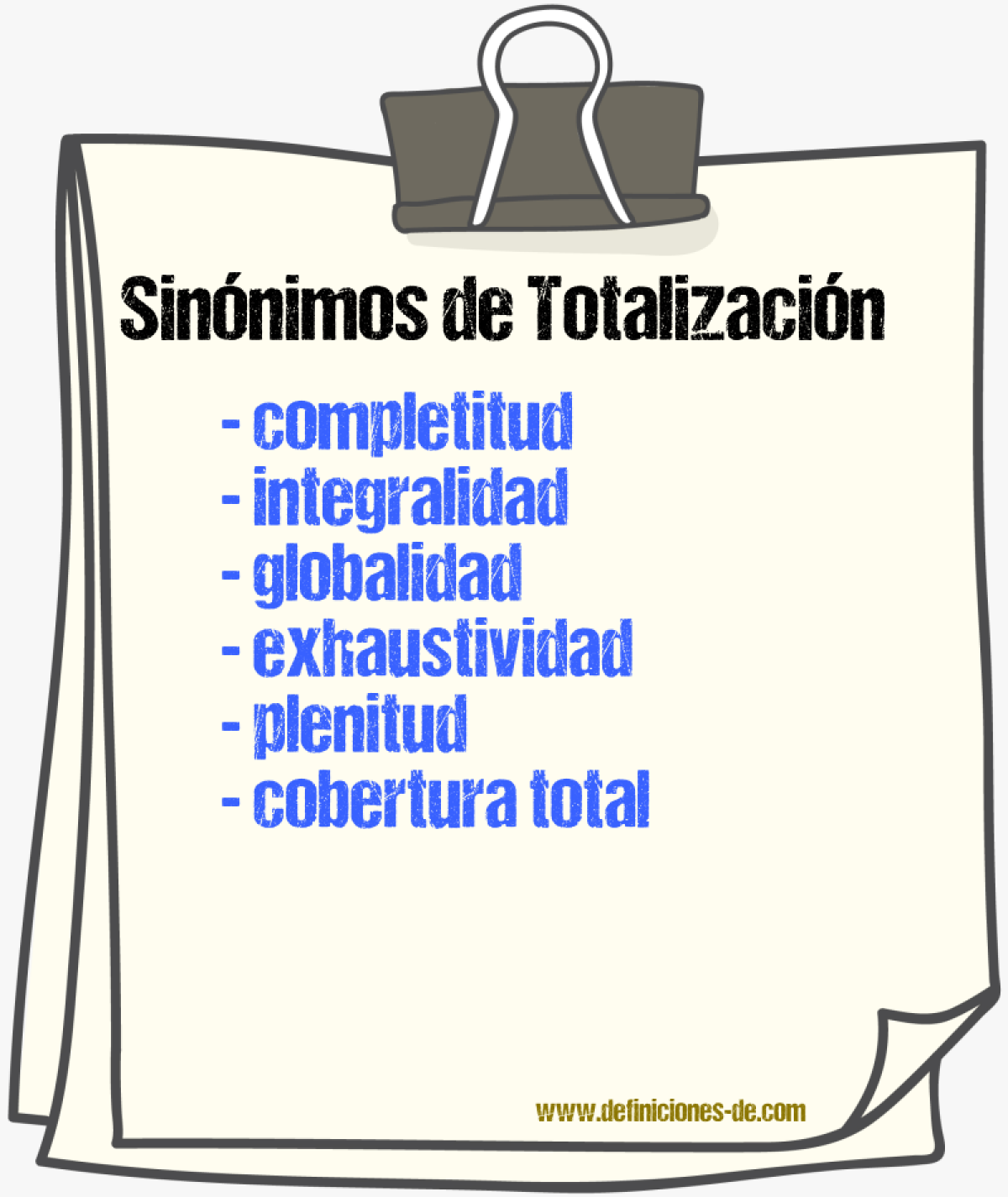 Sinónimos de totalización