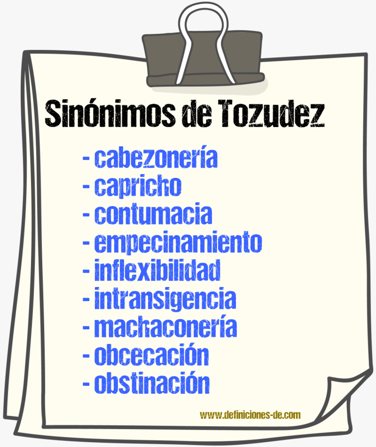 Sinnimos de tozudez