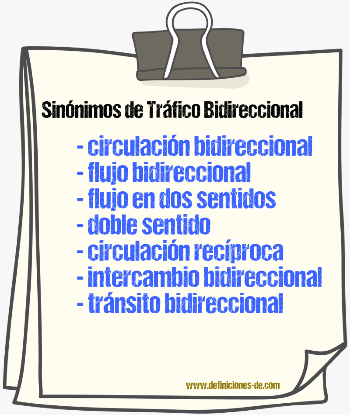 Sinónimos de tráfico bidireccional