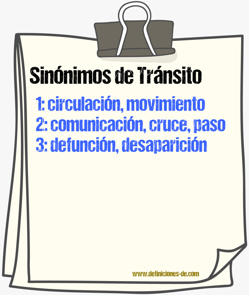 Sinnimos de trnsito