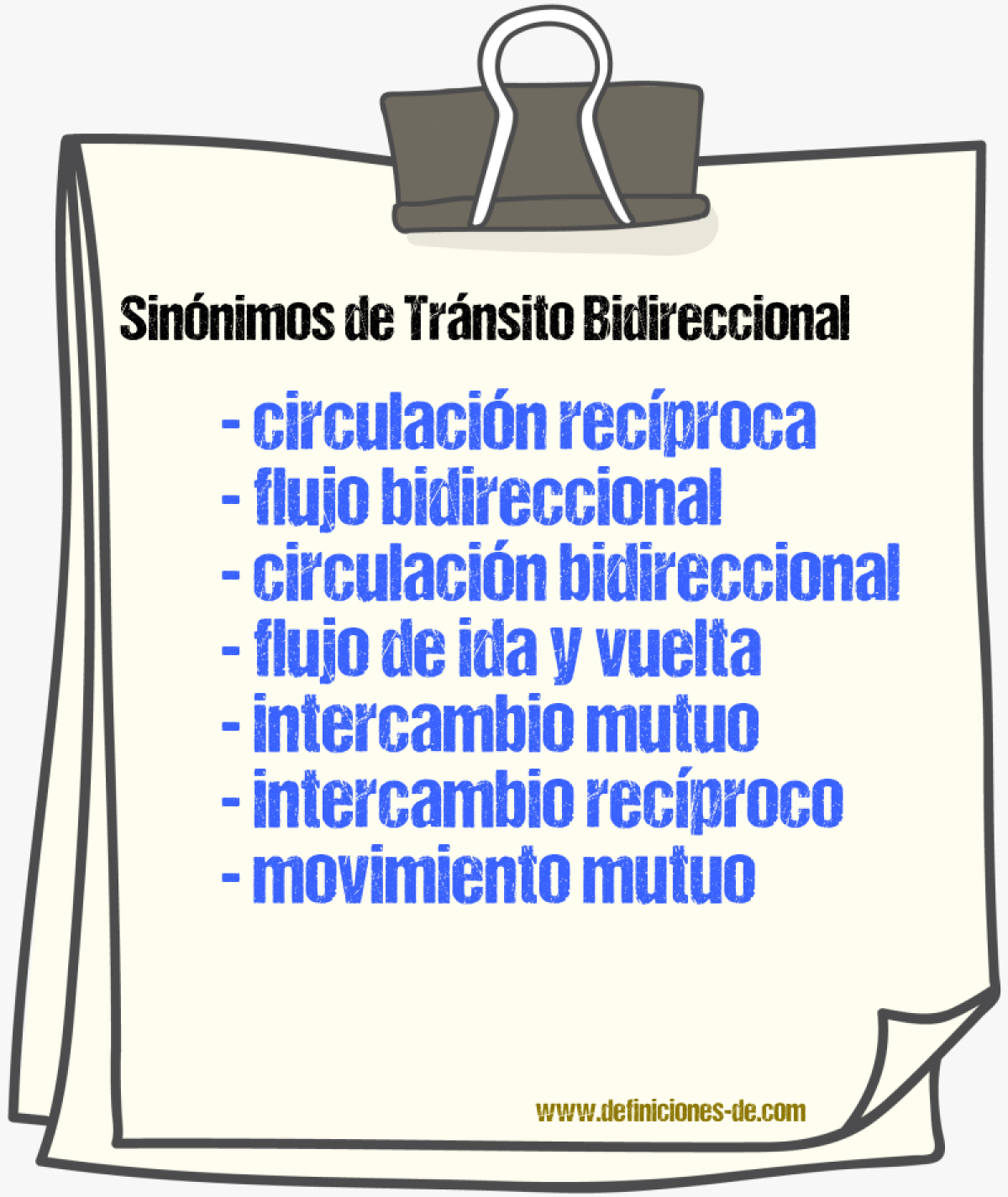 Sinónimos de tránsito bidireccional