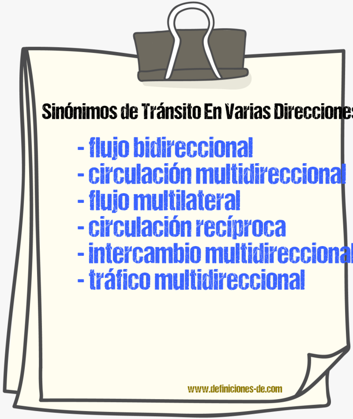 Sinónimos de tránsito en varias direcciones