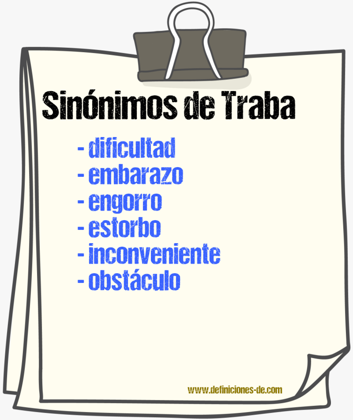 Sinnimos de traba