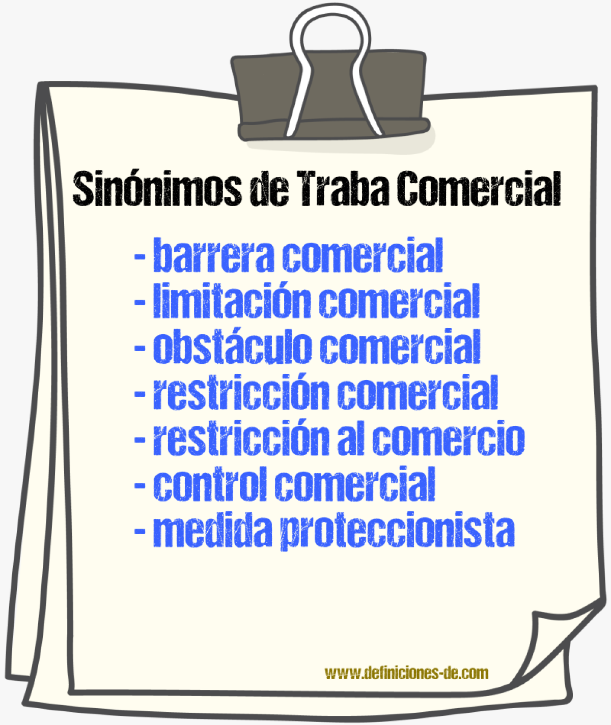 Sinónimos de traba comercial