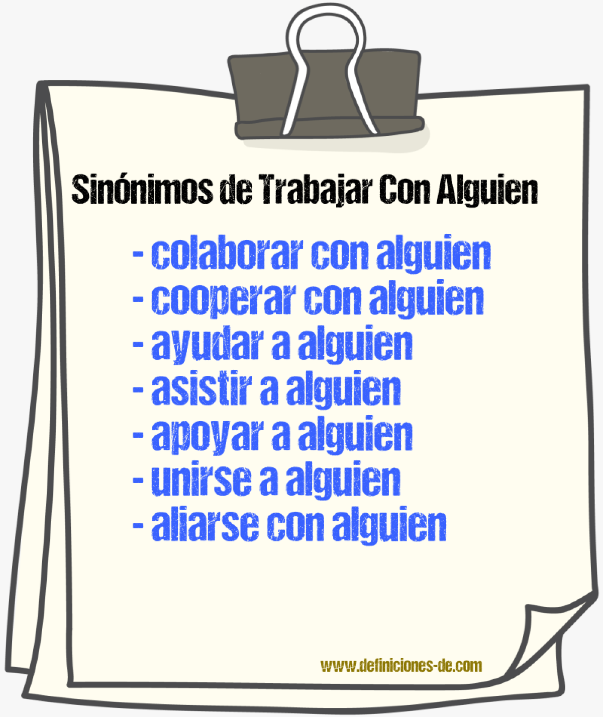 Sinónimos de trabajar con alguien