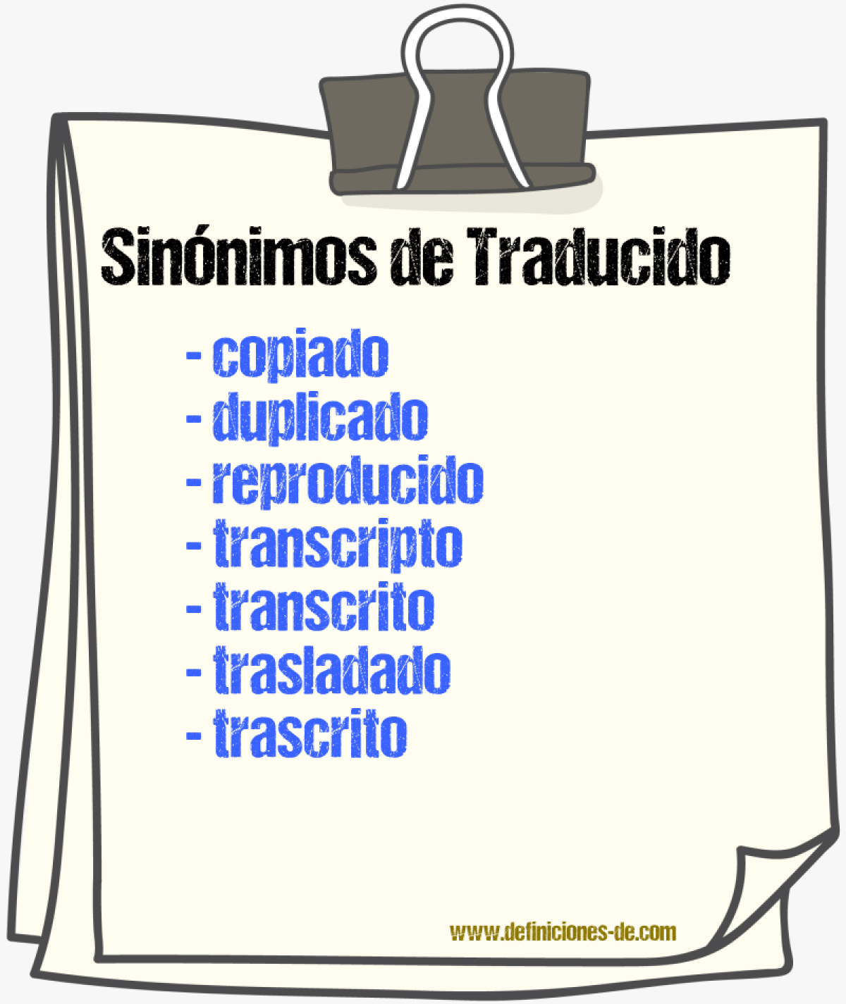 Sinnimos de traducido