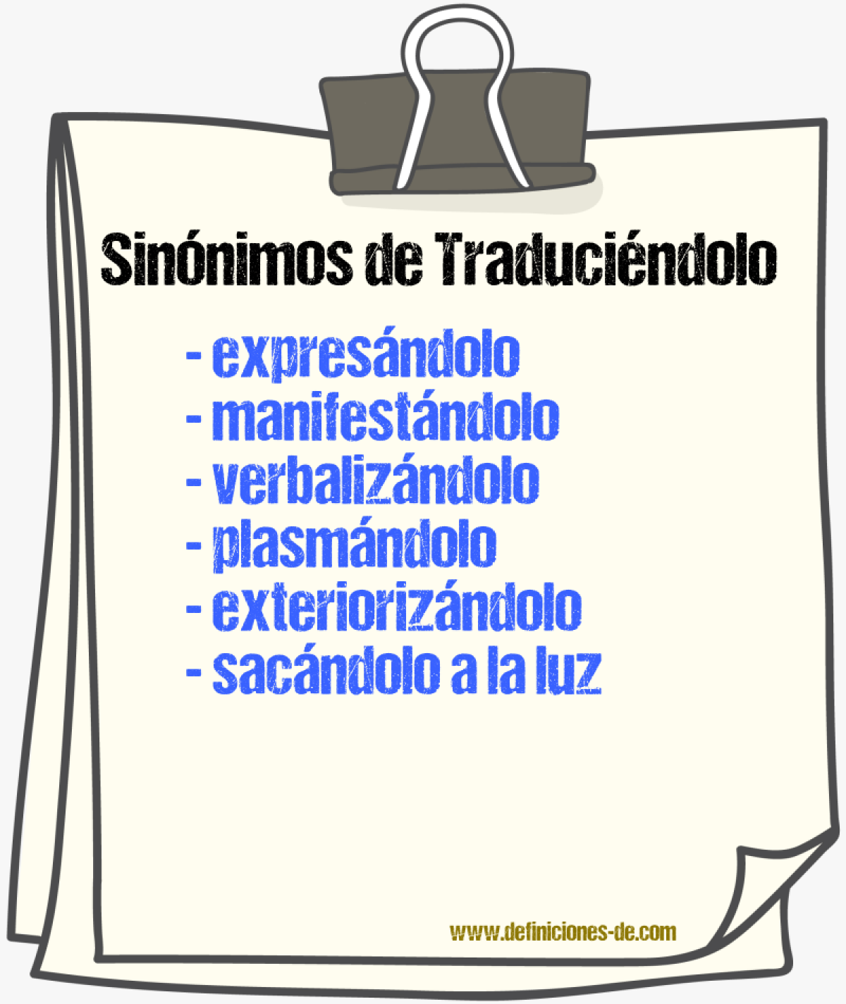 Sinónimos de traduciéndolo
