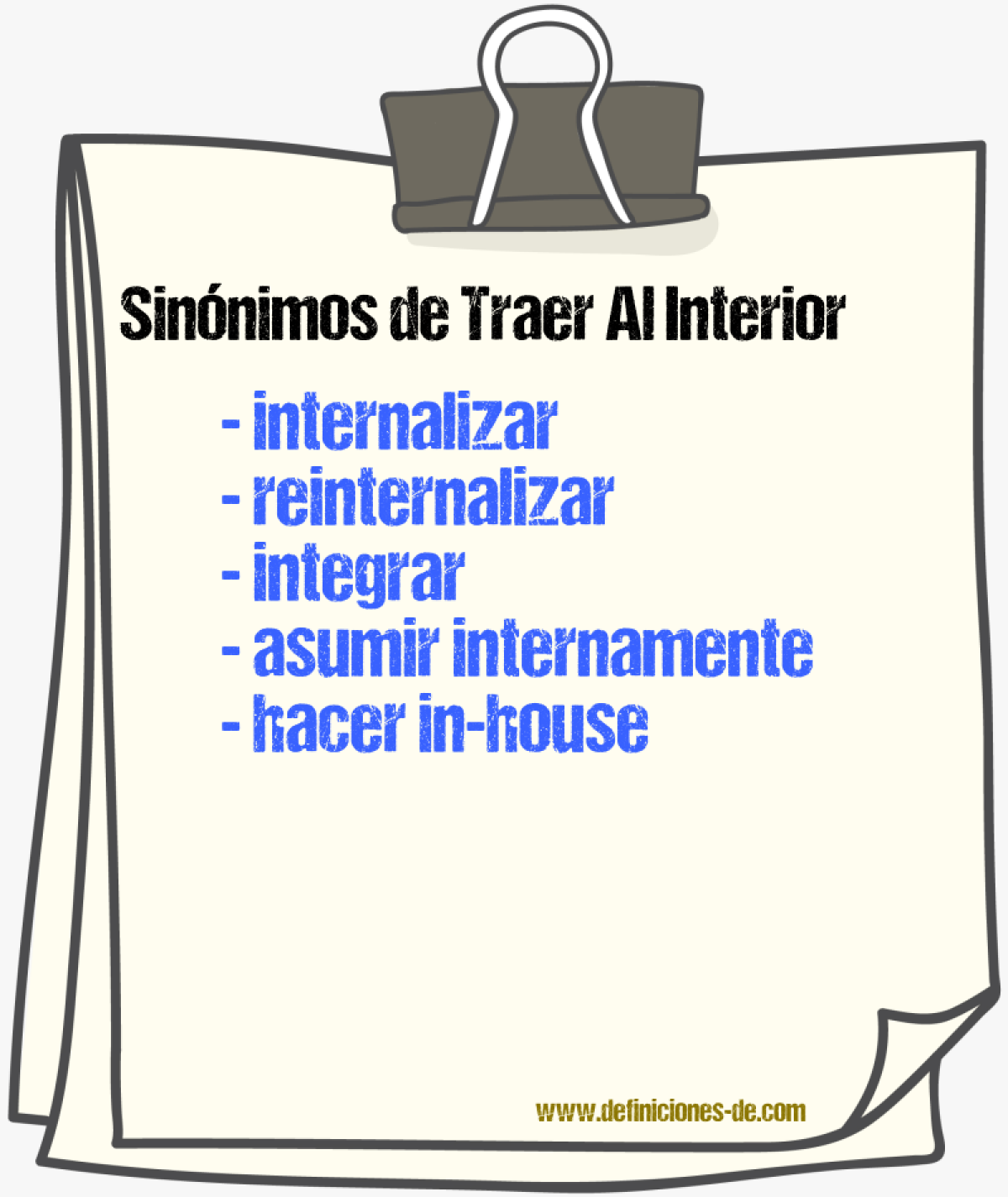 Sinónimos de traer al interior