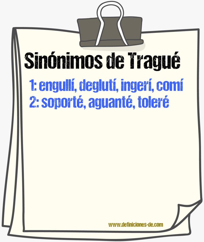 Sinónimos de tragué