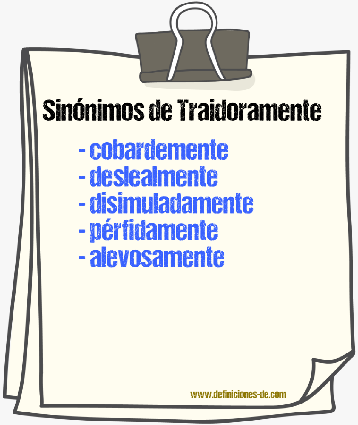 Sinnimos de traidoramente