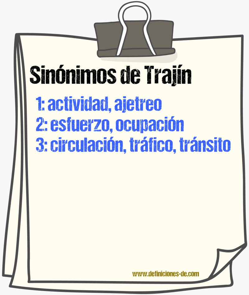 Sinnimos de trajn