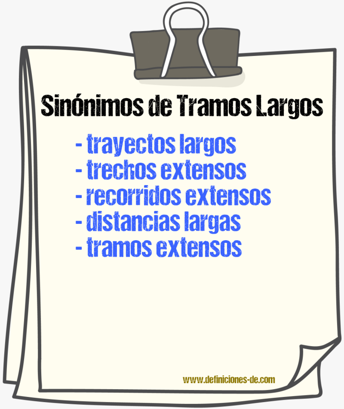 Sinónimos de tramos largos