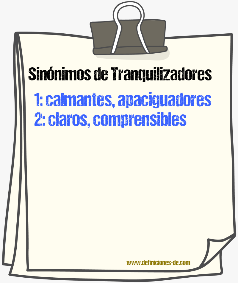 Sinónimos de tranquilizadores