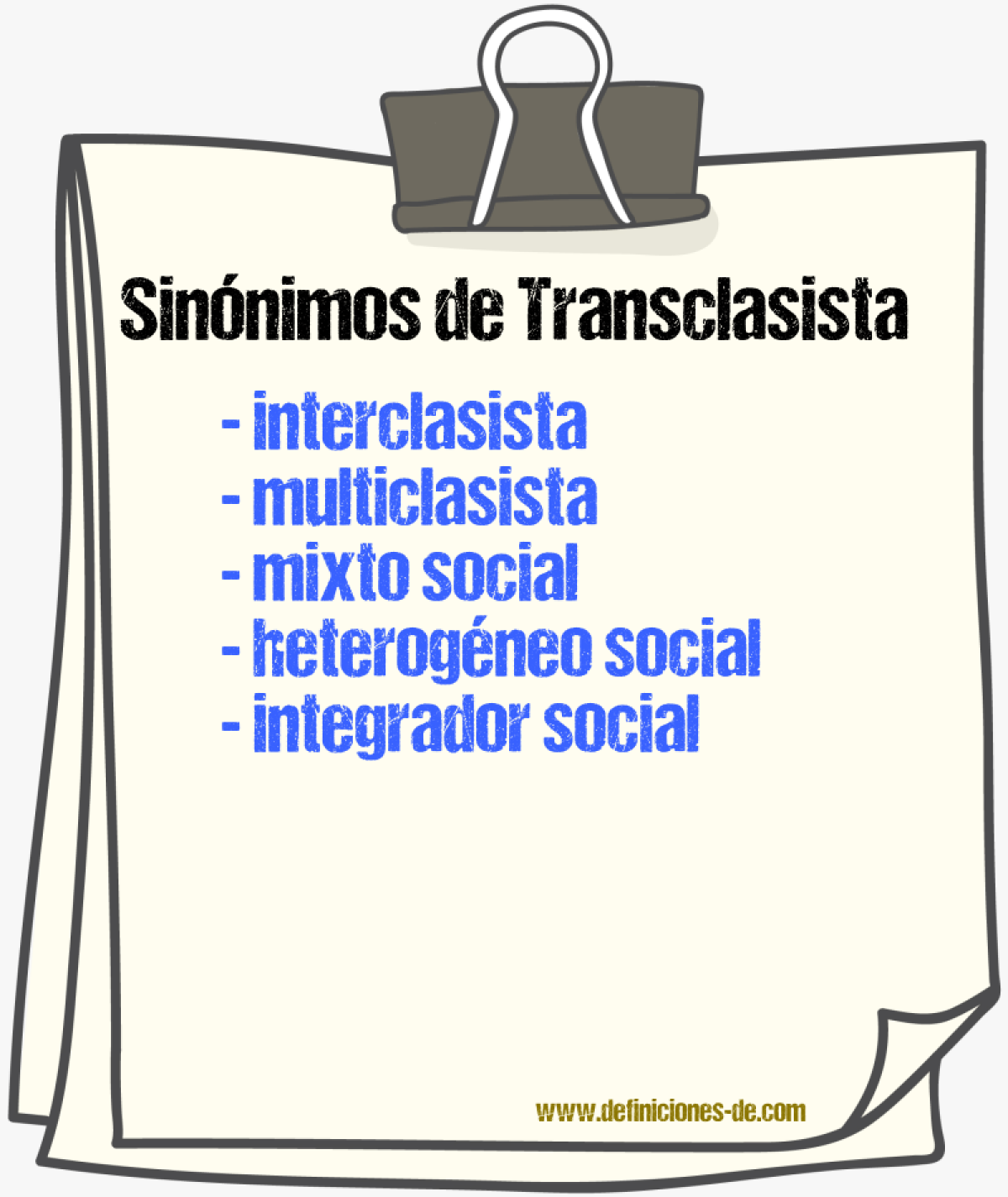 Sinónimos de transclasista