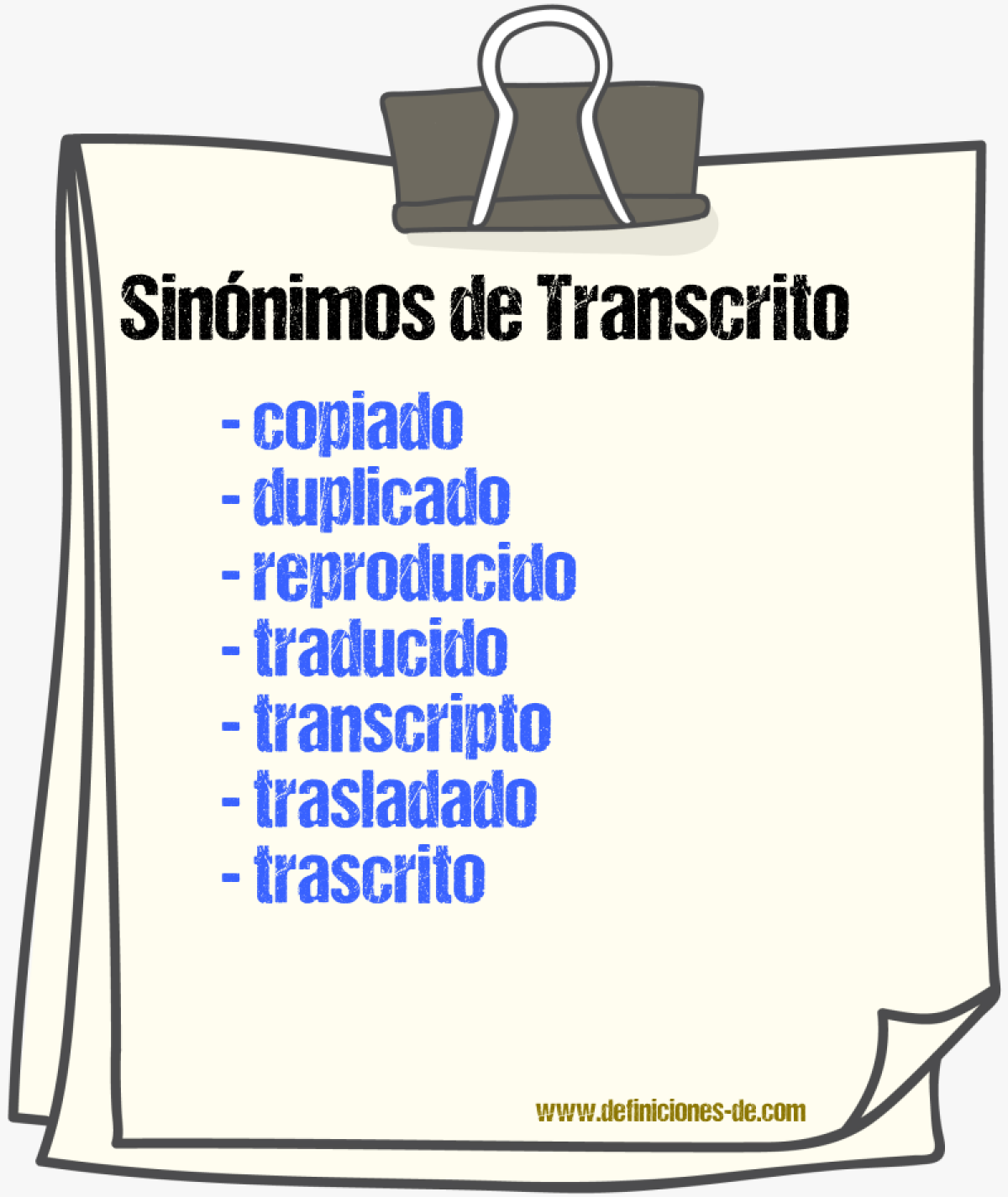 Sinnimos de transcrito