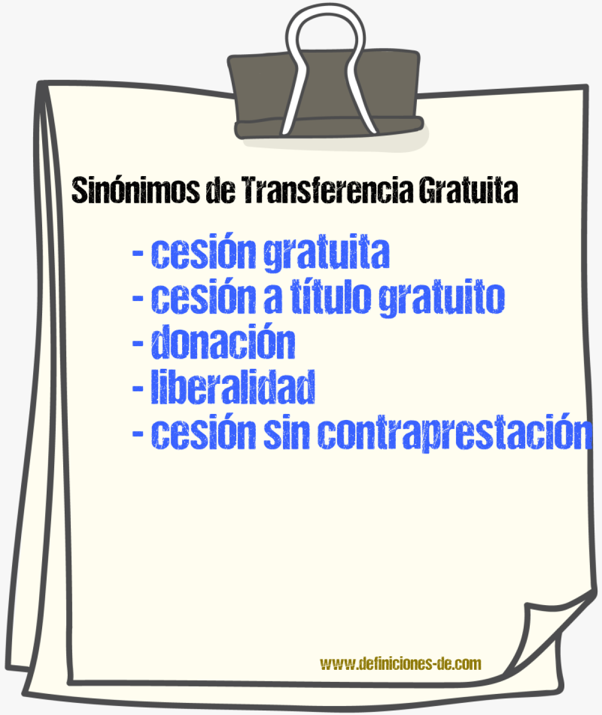Sinónimos de transferencia gratuita