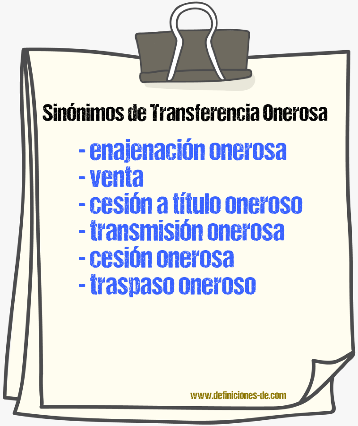 Sinónimos de transferencia onerosa