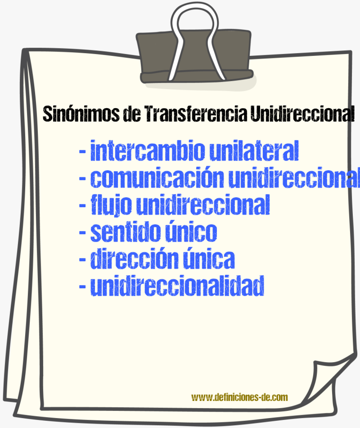 Sinónimos de transferencia unidireccional