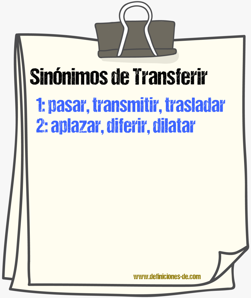 Sinónimos de transferir
