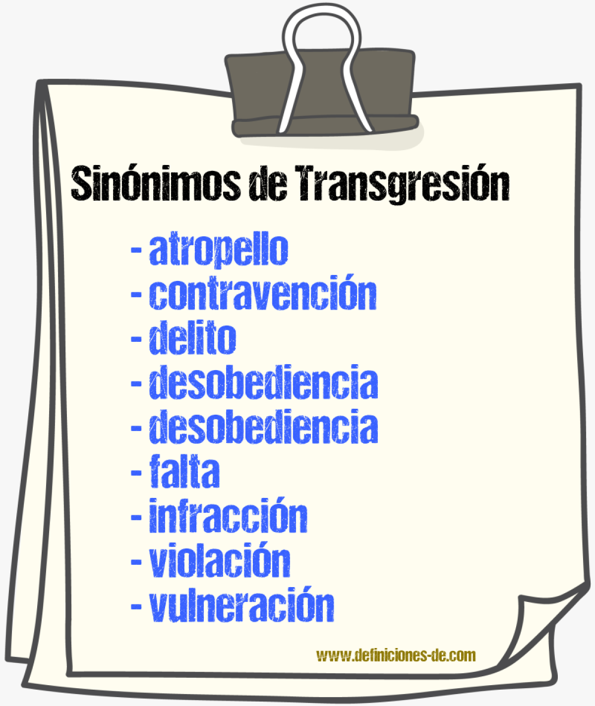 Sinónimos de transgresión