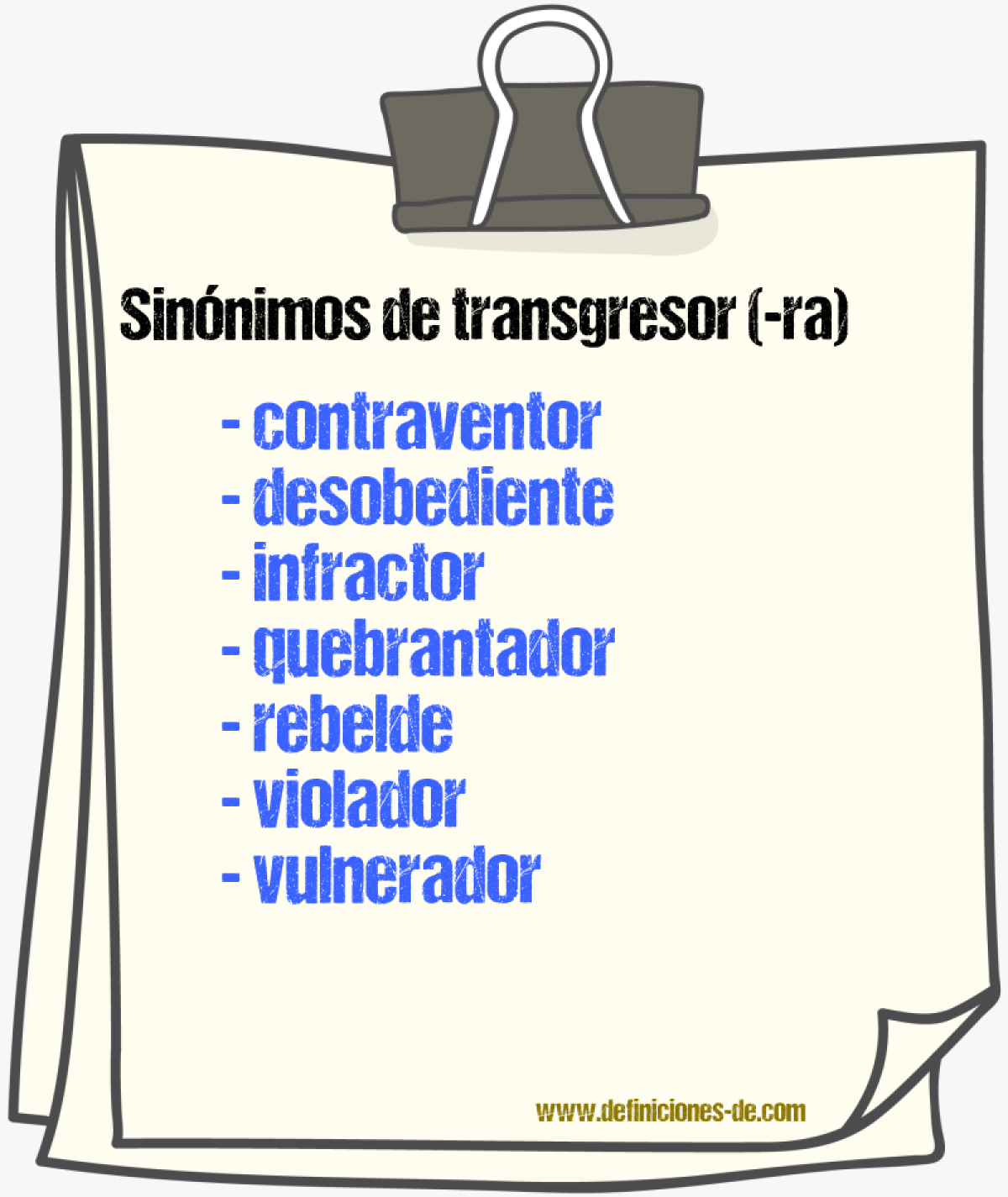 Sinnimos de transgresor