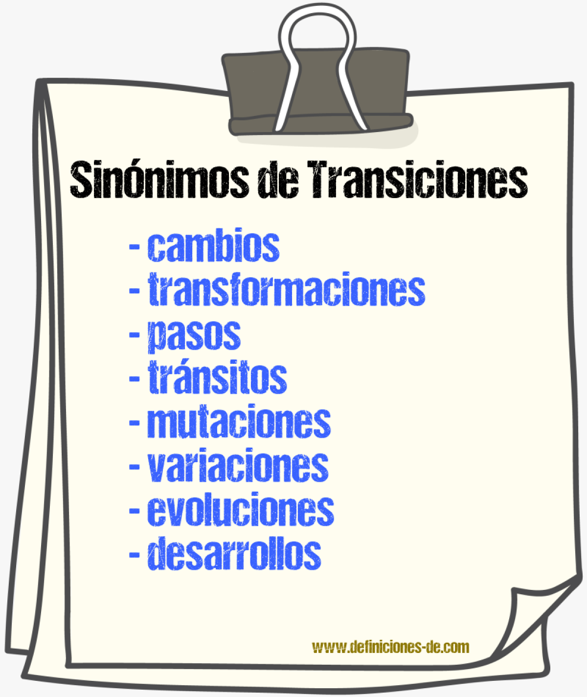Sinónimos de transiciones