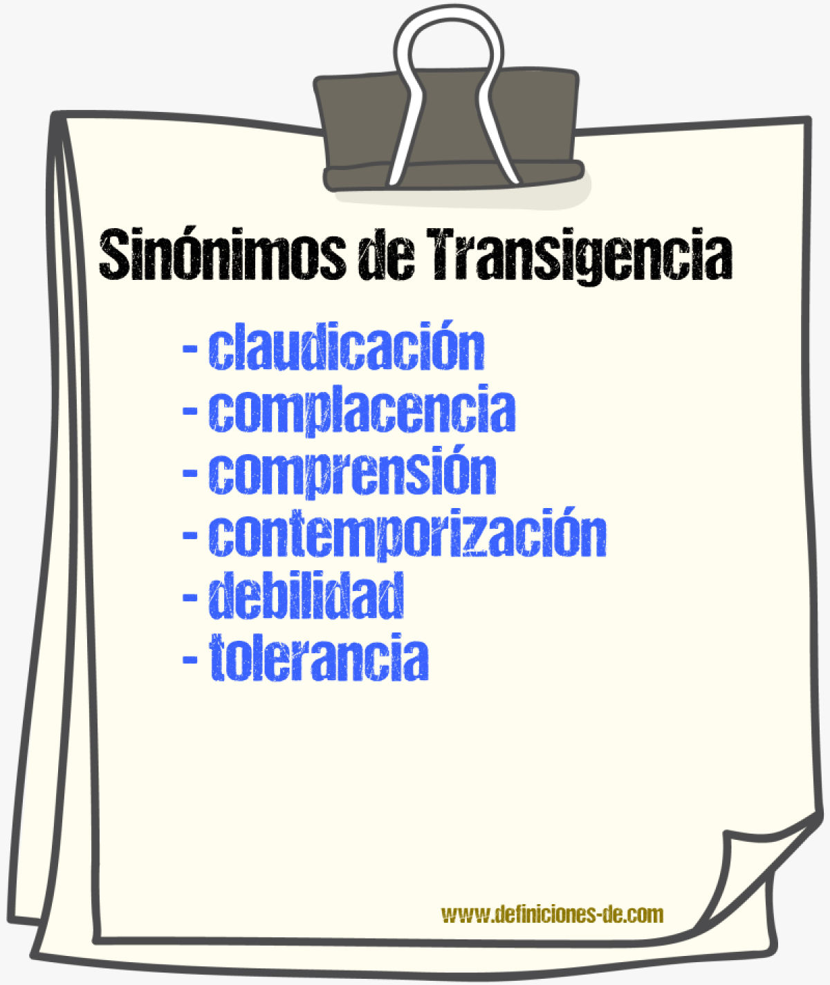 Sinnimos de transigencia