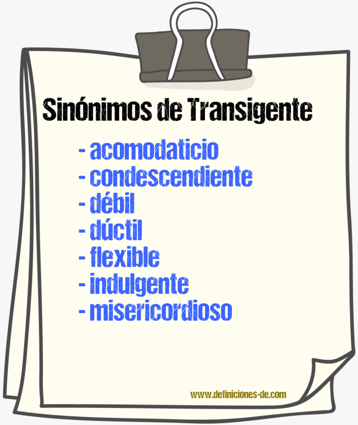 Sinnimos de transigente