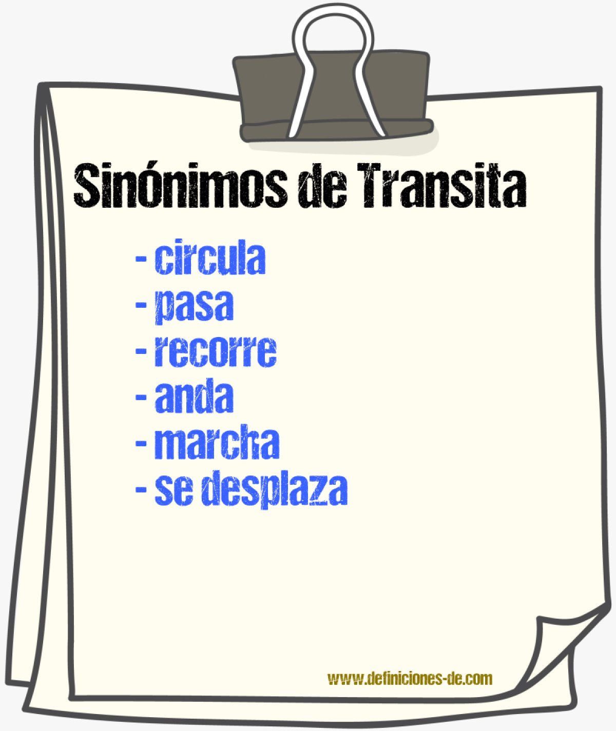 Sinónimos de transita