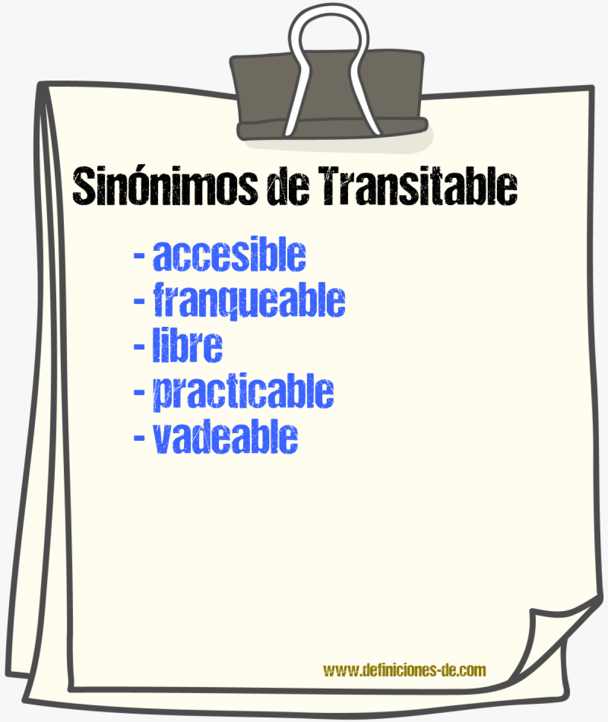 Sinnimos de transitable