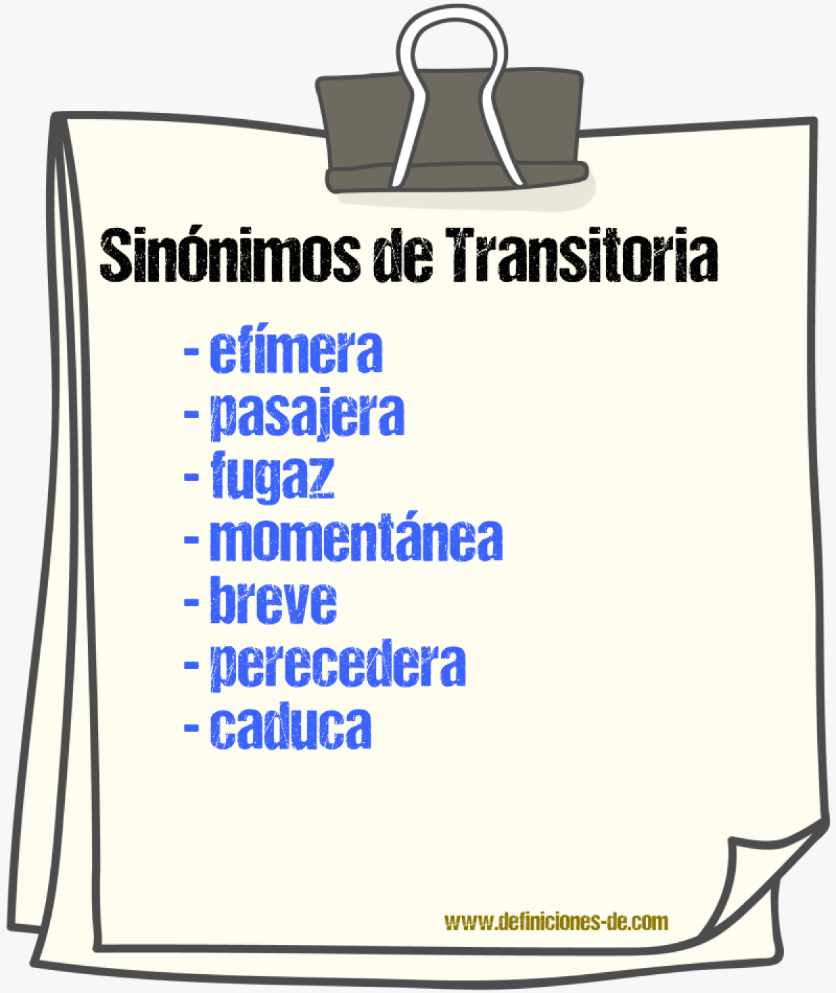 Sinónimos de transitoria