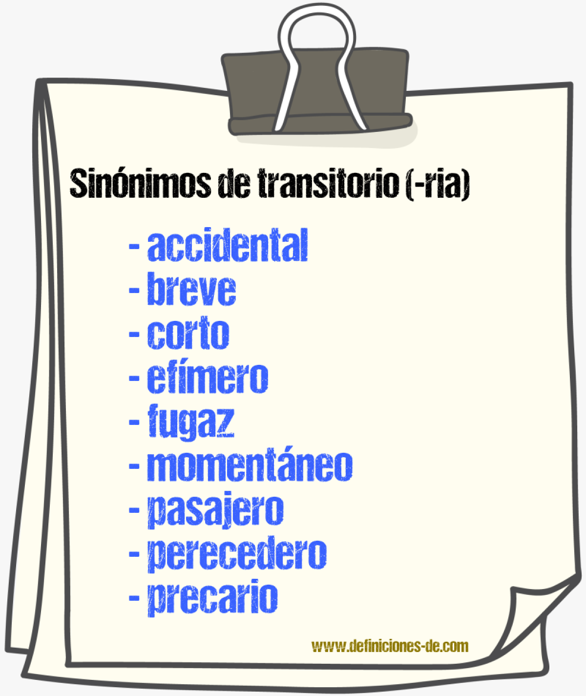 Sinnimos de transitorio