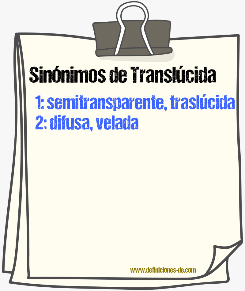 Sinónimos de translúcida