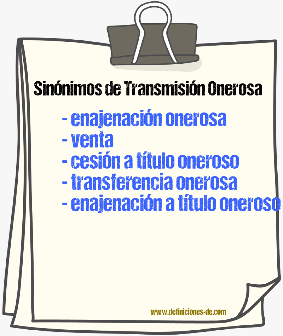 Sinónimos de transmisión onerosa