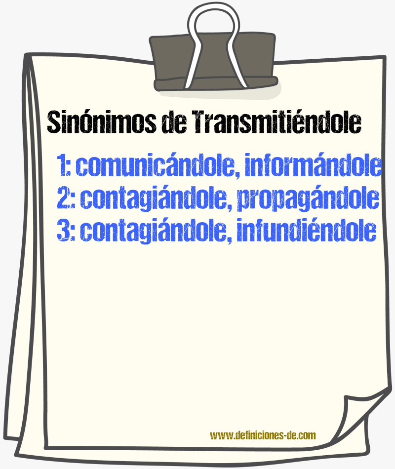 Sinónimos de transmitiéndole