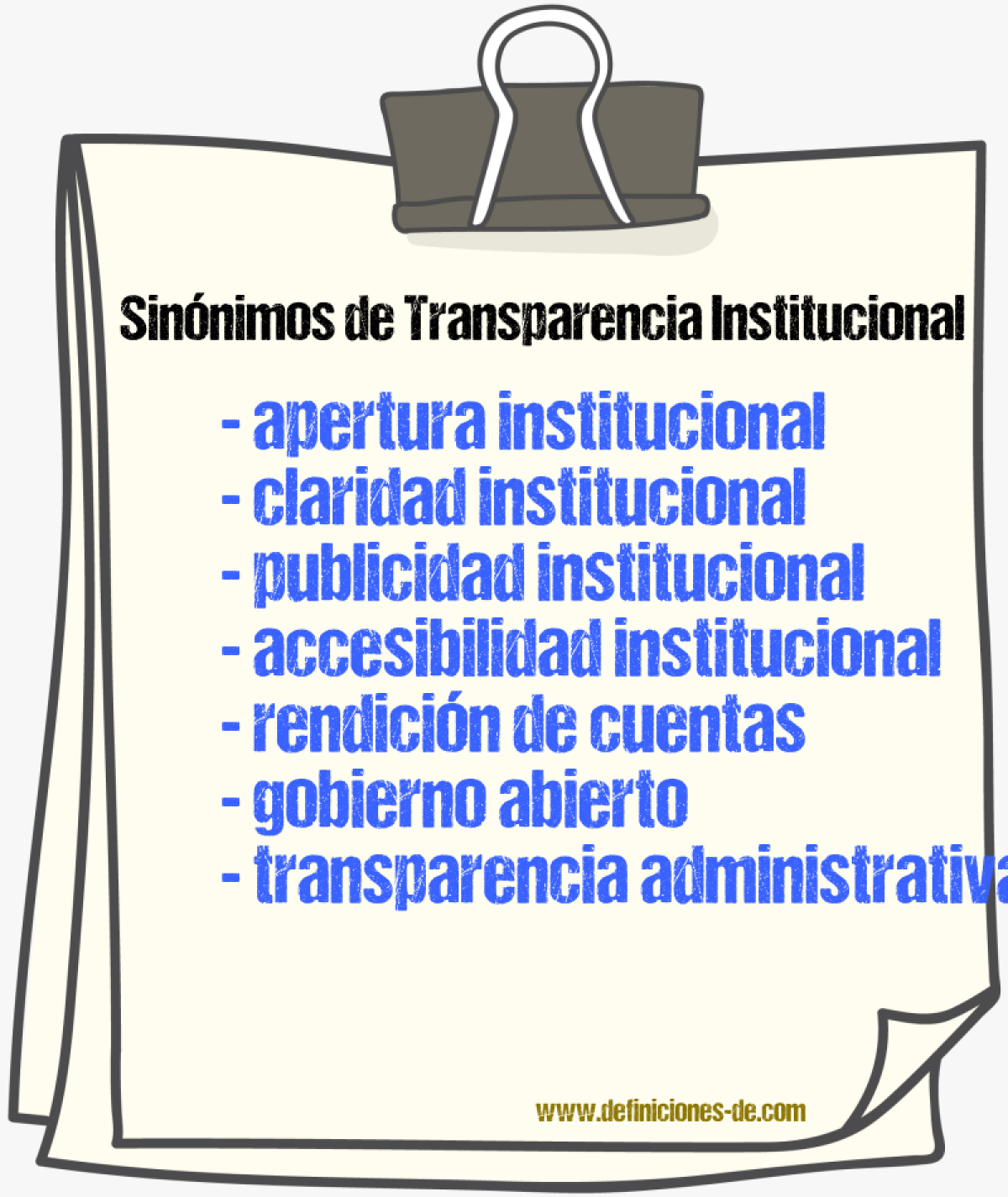 Sinónimos de transparencia institucional
